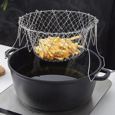1pc Edelstahl Faltbare Braten Französisch Chef Korb Magie Korb Mesh Korb Sieb Net