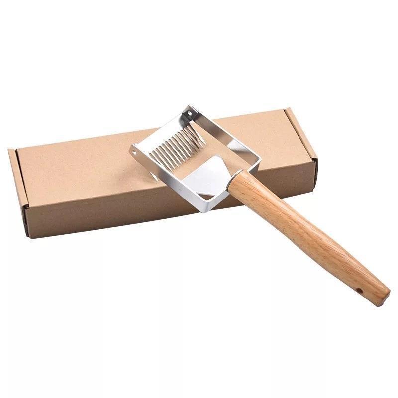 Wooden Handle 17-Needle Honeycomb Scraper: Multifunctional Stainless Steel Honey Harvesting Knife