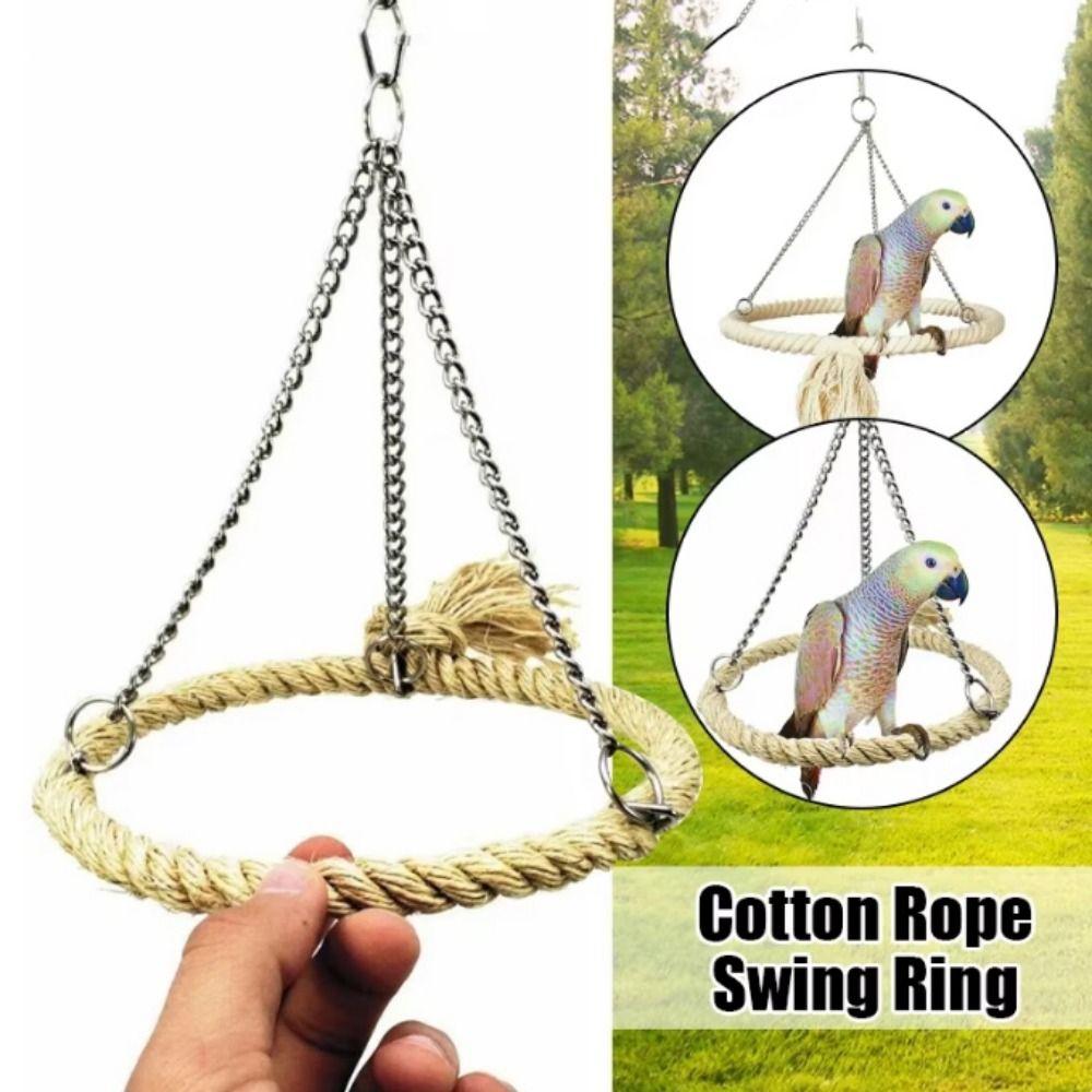 Bite Resistant Bird Rope Ring Swing Toys Metal Parrit Swing Stand Bird Hammock Perch  Home