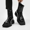Britský styl černé podzimní nové prodyšné kotníkové boty se silnou podrážkou, čtvercovou špičkou, Martin boots