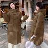 Winter horn buckle thickened large size long down cotton-padded jacket for women over the knee super thick loose cotton-padded jacket
