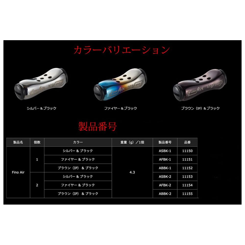 LIVRE 11150 Fino Air Knob for Shimano & Daiwa, 1 Piece, Silver & Black, ASBK-1