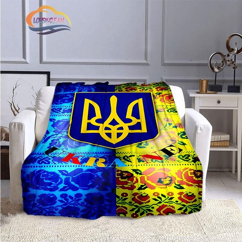 Modische Decke der ukrainischen Fußballmannschaft mit goldenem Logo für Erwachsene und Kinder, 3D-gedruckte warme Decke, Geschenkdecke für Sportliebhaber