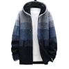 Thicken Plush Warm Cardigan Sweater Knitted Coat for Men Color Block Hooded Autumn Winter Daily Wear