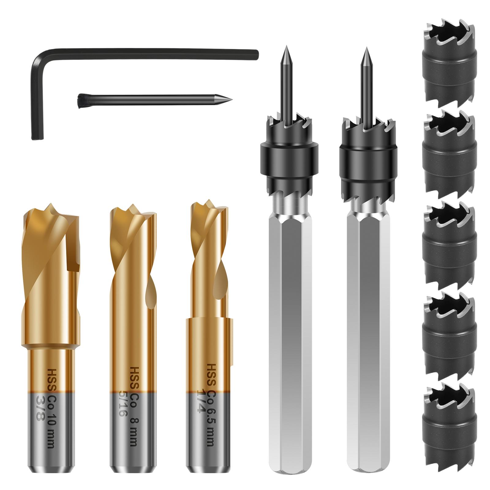 

12Pcs Spot Weld Cutter Kit 3/8 5/16 High Speed Steel Spot Weld Drill Bit with Cutter for Stainless Steel Iron & Aluminum Panel