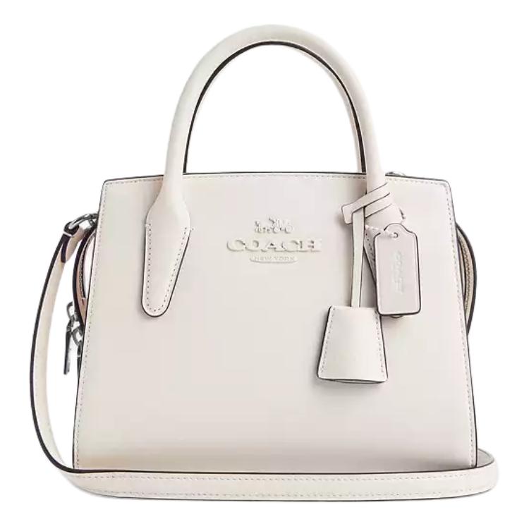 

Coach Andrea 22 Zipper Closure Large Capacity PVC And Leather Crossbody Shoulder Tote Bag Small Women bags White CP081-SVHA Basic Set (Bag+Dust Bag)