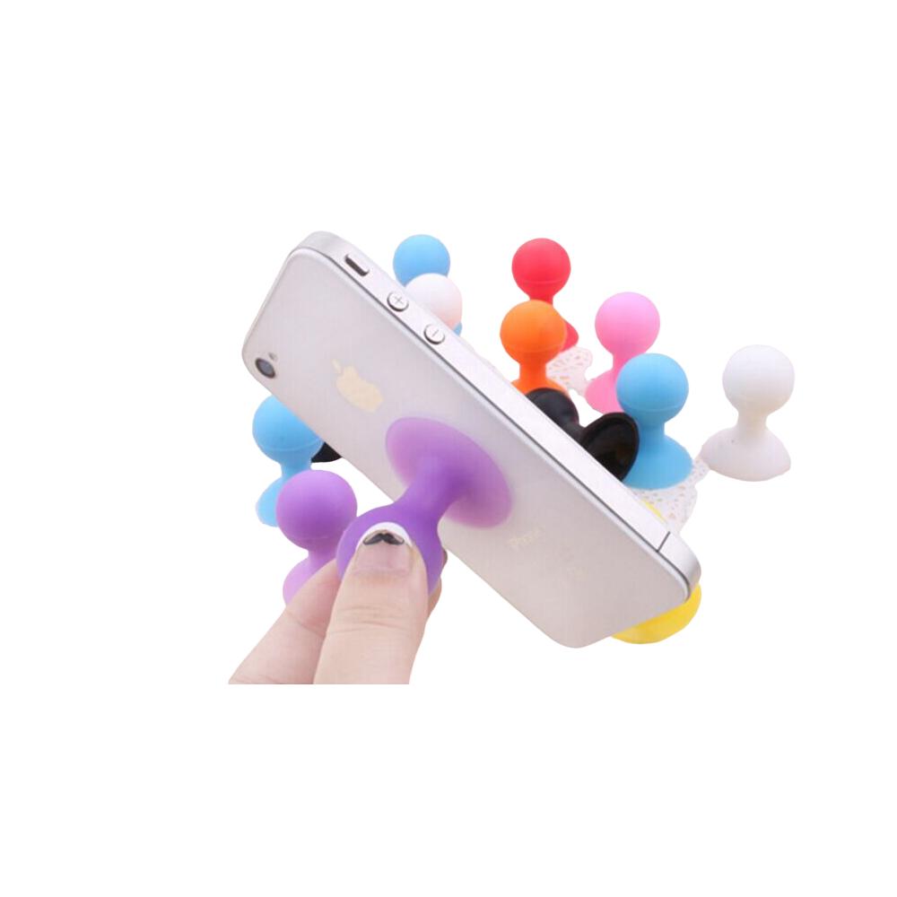 Silicone phone holder with suction cup and round head, red