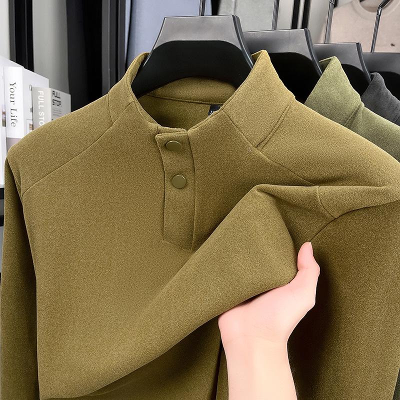 

Men s Deep Gray Thickened Stand-Up Collar Button-Up Hoodie - Autumn/Winter Warm Casual Pullover, Available In Multiple Colors. M темно-зеленого