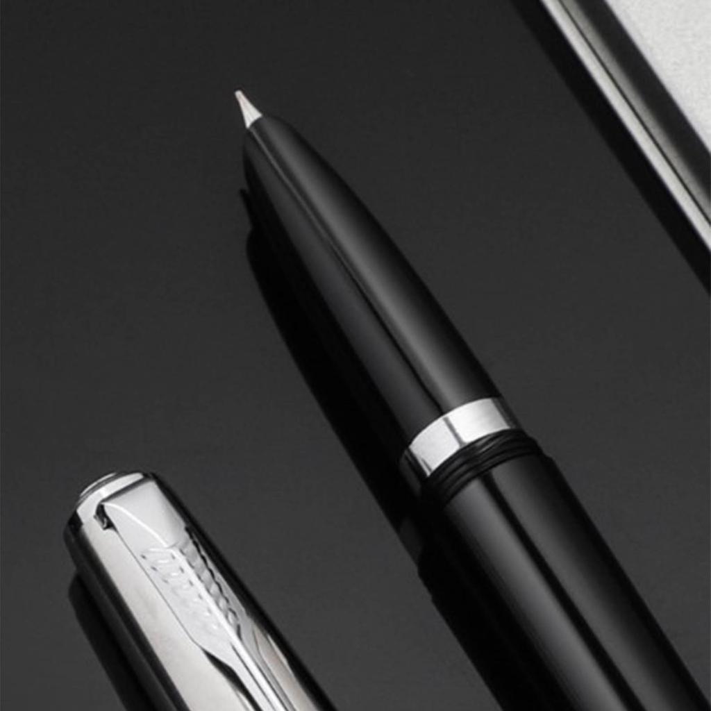 Black Writing Fountain Pen 0.38mm Fine Nib Ink Cartridge Change Signature Pen for Business