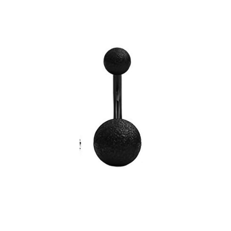 Heart-Shaped Black Navel Ring with Planet and Moon Design