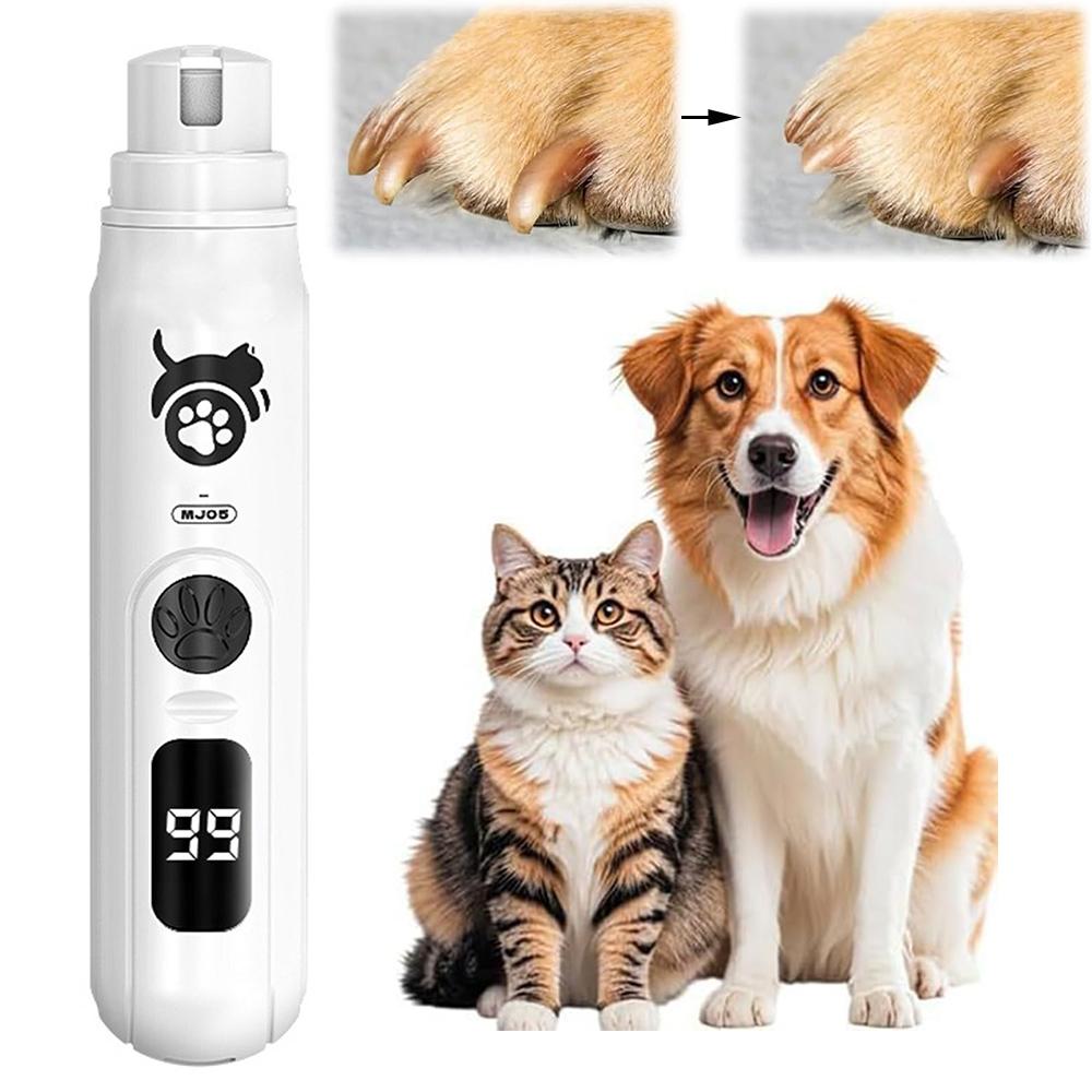 Dog Nail Grinder 3-Speed Vibration Quiet Electric Pet Nail Trimmer with Digital Display Rechargeable USB-C Cat & Dog Nail File