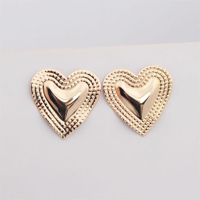 Gold Color Metal Heart Stud Earrings for Women Three-layers Uneven Side Love Heart Female Earrings Punk Cool Ear Jewelry