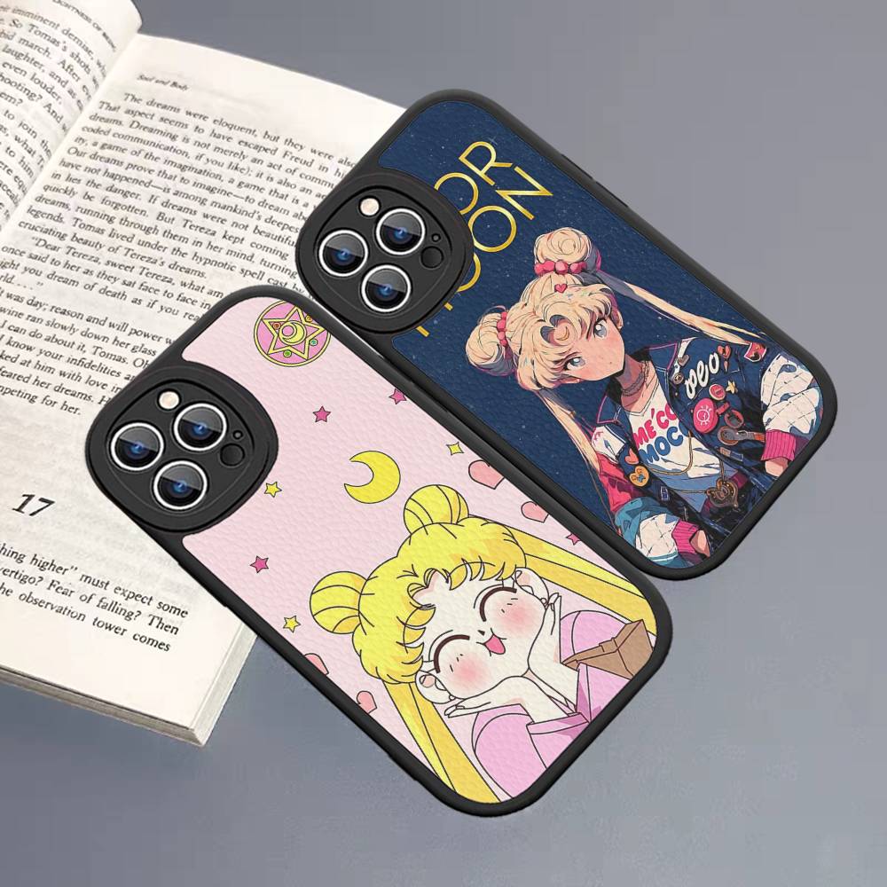 S-Sailors Anime Moon Phone Case For IPhone 16 15 14 13 12 11 Pro Max Plus 16E Soft Leather Cover