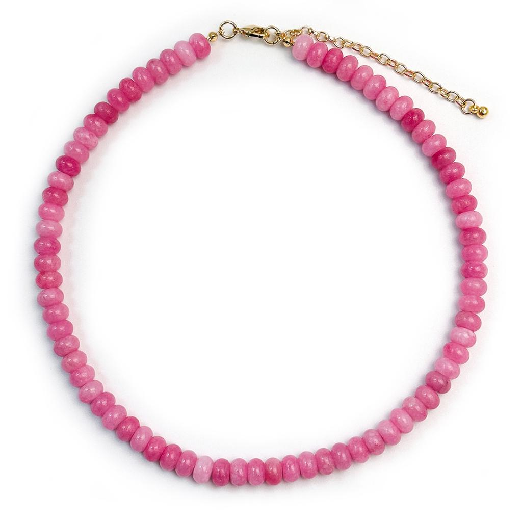 Handmade Natural Stone Choker Necklace Boho Style Colorful Round Beaded Summer Beach Vacation Stackable Jewelry Gifts for Women