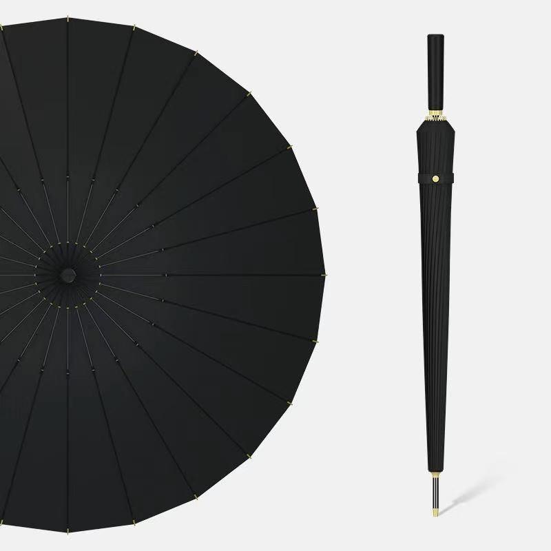 24 Bone Long Handle Umbrella Enlarged Thickened Sunny Rainy Dual-use Extra-large Black Sun Protection Automatic Umbrella