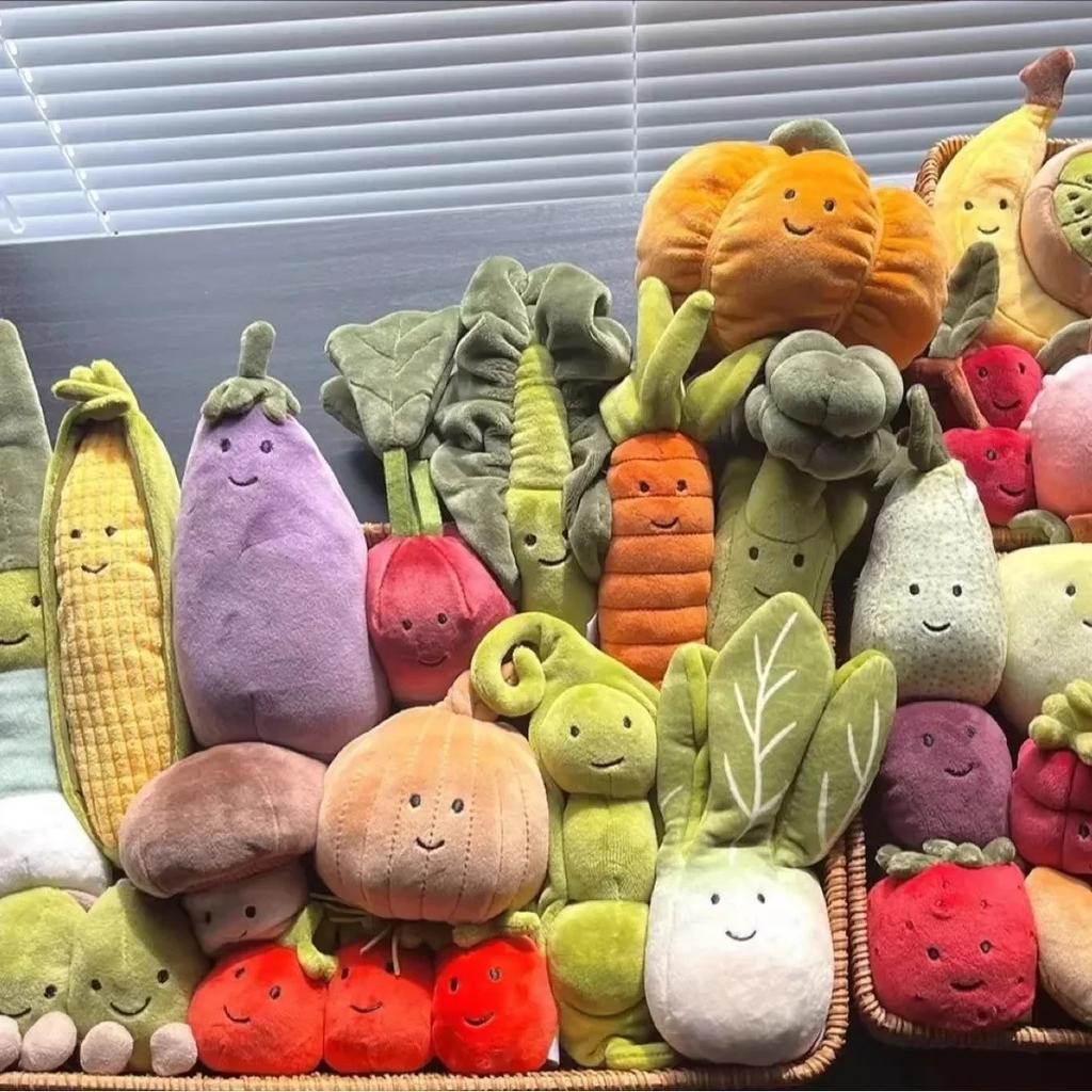 Cartoon Cute Fruit and Vegetable Plush Series Keychain Toy Peach Pear Cherry Doll Smiling Face Fruit Decoration Pet Gift