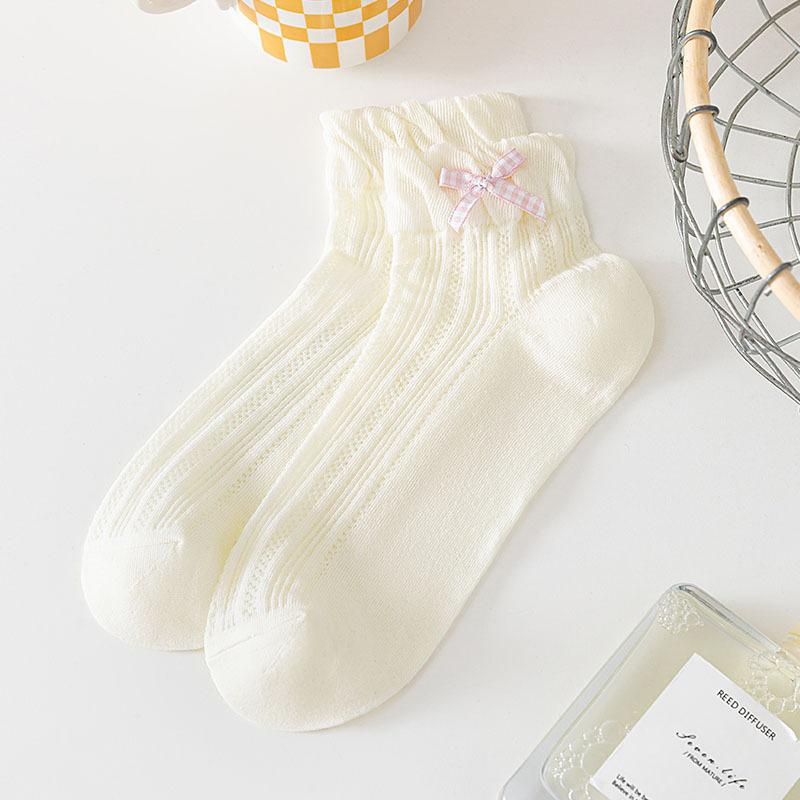 Socks Season Thin Cute Bow Socks Breathable Mesh Short Socks Socks Lace Ballet Style One size грязно-белый