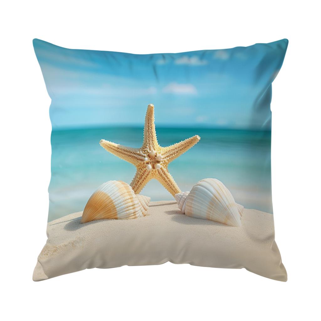 Pcs Beach Shells Singlesided Printed Pillowcase Cushion Coversuitable For Living Roombedroomcar Decoration