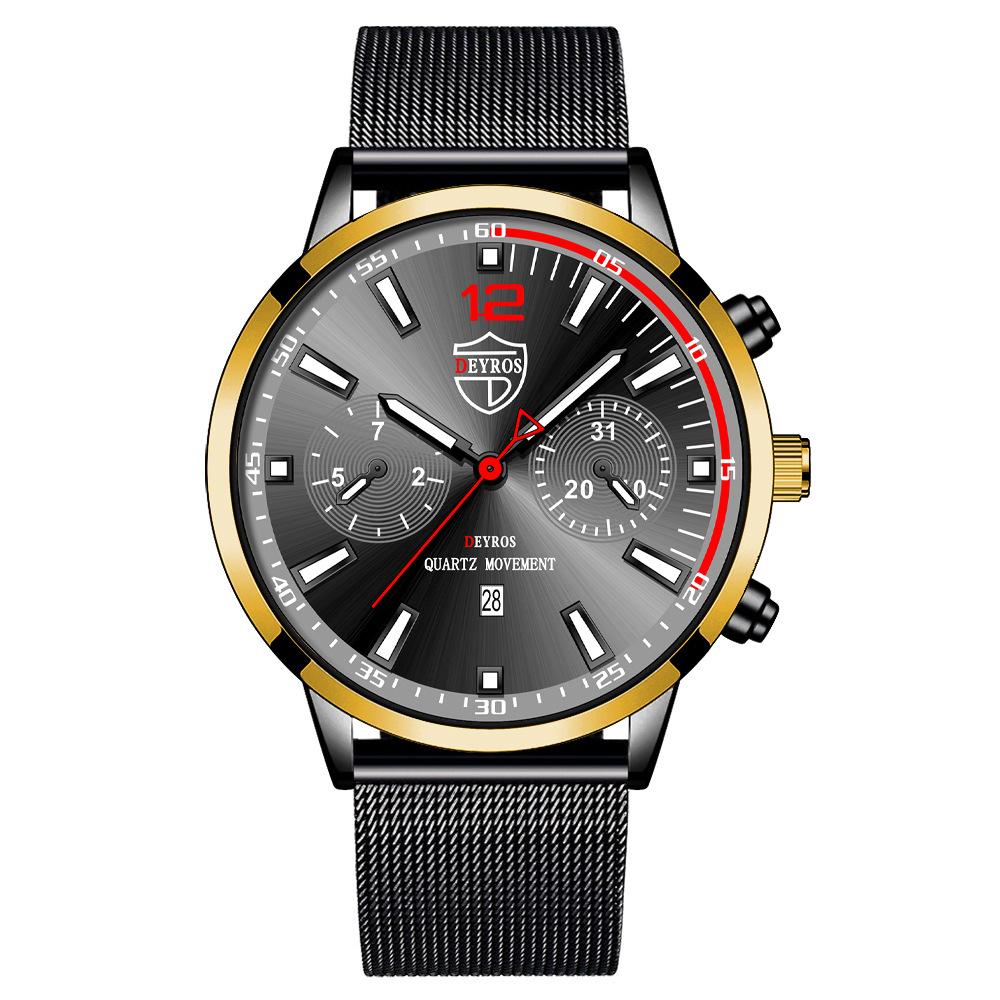 Stainless Steel Mesh Strap Watch Men S Trend Fashion Calendar Luminous Quartz Watch