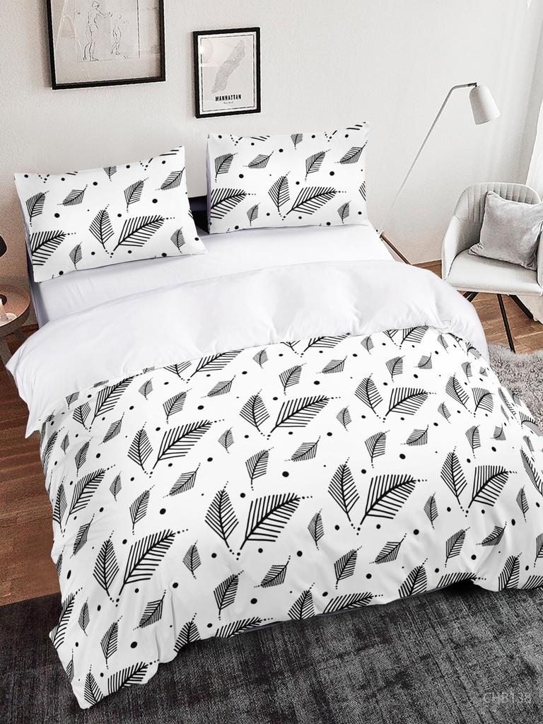 Simple And Fresh Three-Piece Set Thousand Birds Plaid Kit Quilt Cover Bedding