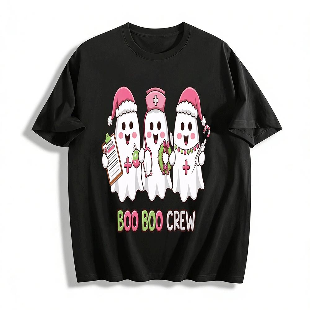 Christmas Nurse Ghost Boo Boo Crew Graphic Top Pure cotton T-shirt XXS