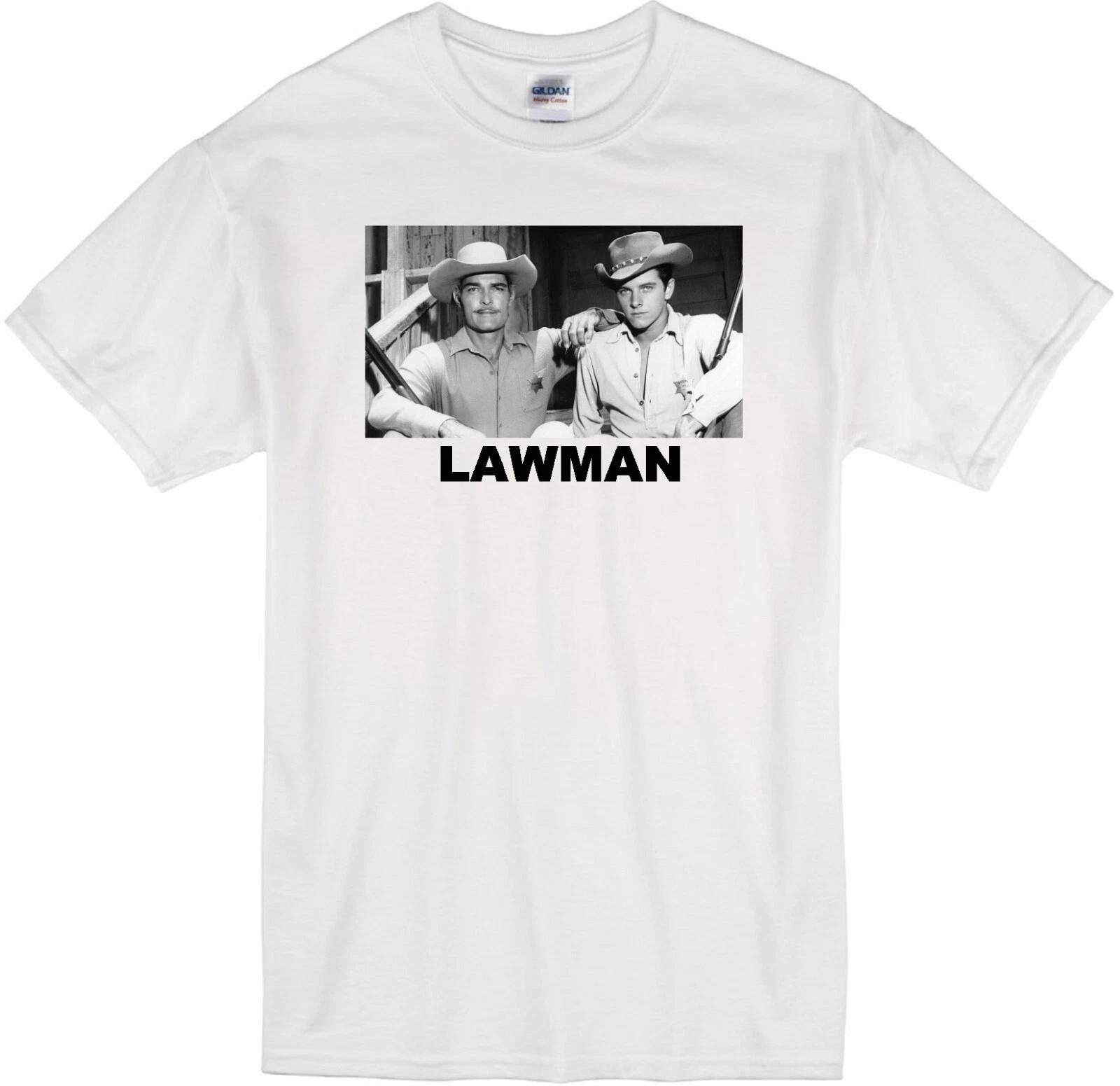 LAWMAN JOHN RUSSELL PETER BROWN MARSHAL DAN TROOP RETRO WESTERN WHITE TV T-shirt 2XL