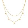 Gold Layered Chain Necklace with Crystal Drop Charms for Women