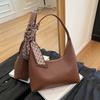 Simple Light Luxury Solid Color PU Leather Women's Shoulder Bags Elegant Versatile Female Handbag Vintage Ladies Underarm Bags