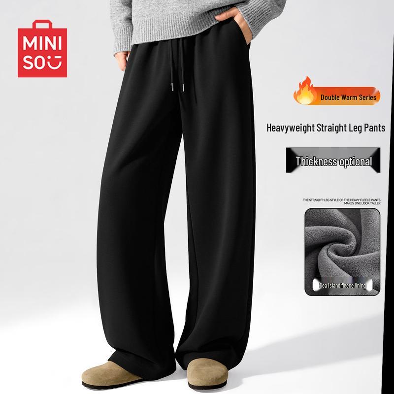 

MINISO Men s Winter Warm Fleece-Lined Straight Leg Casual Pants 2XL