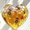 Cattura sole a forma di cuore a nido d'ape e ape, regalo unico da donna, regalo per appassionati di api, decorazione per la casa rurale, arte da parete,