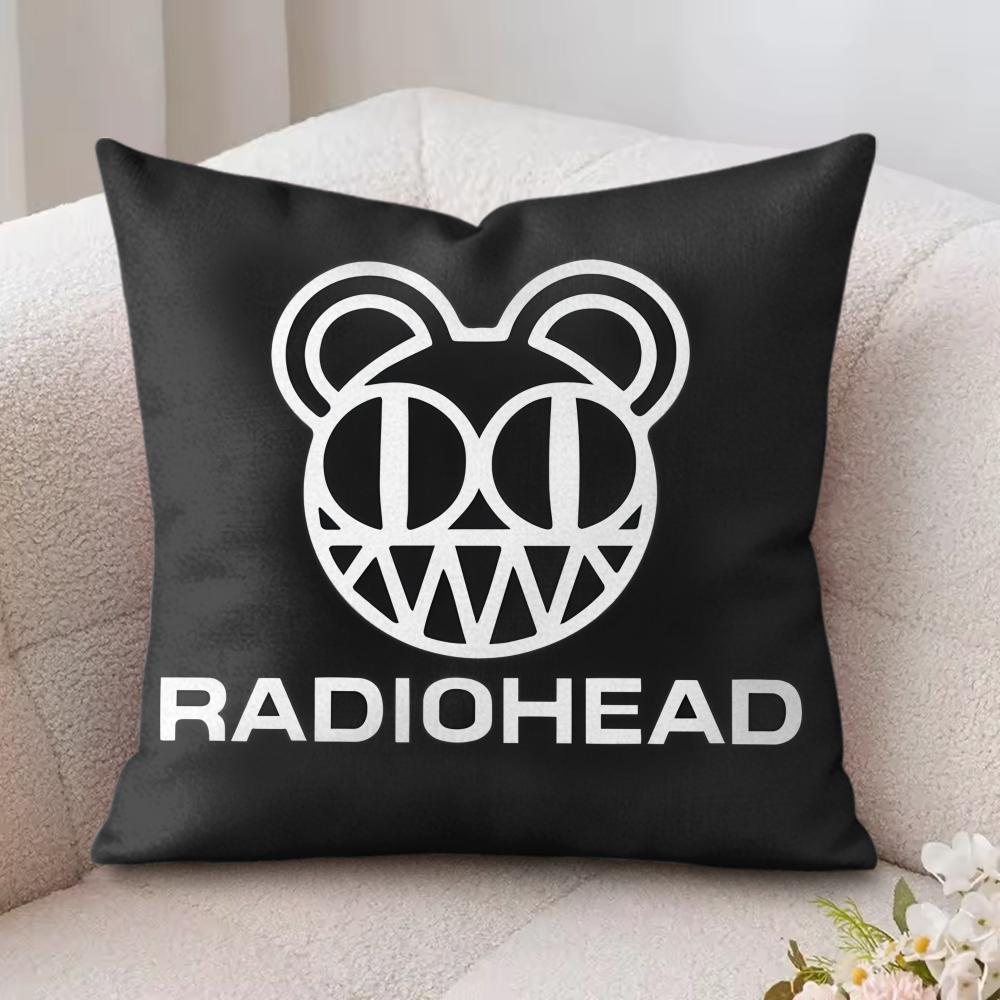 B-British Band Radioheads Cushion Cover Silky Short Plush Invisible Zipper Dustproof Sofa Pillow Case For Home Decor