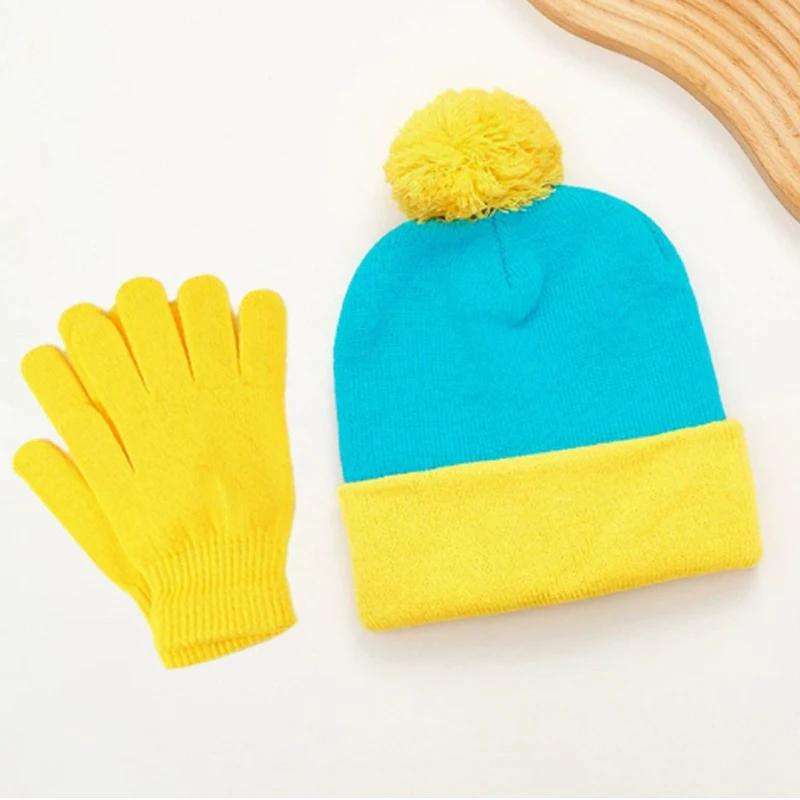1/2-Piece Halloween Role-Playing Fun Knitted Hat and Gloves Set for Kids Adults, Cartoon Theme Park Costume Accessories, Winter