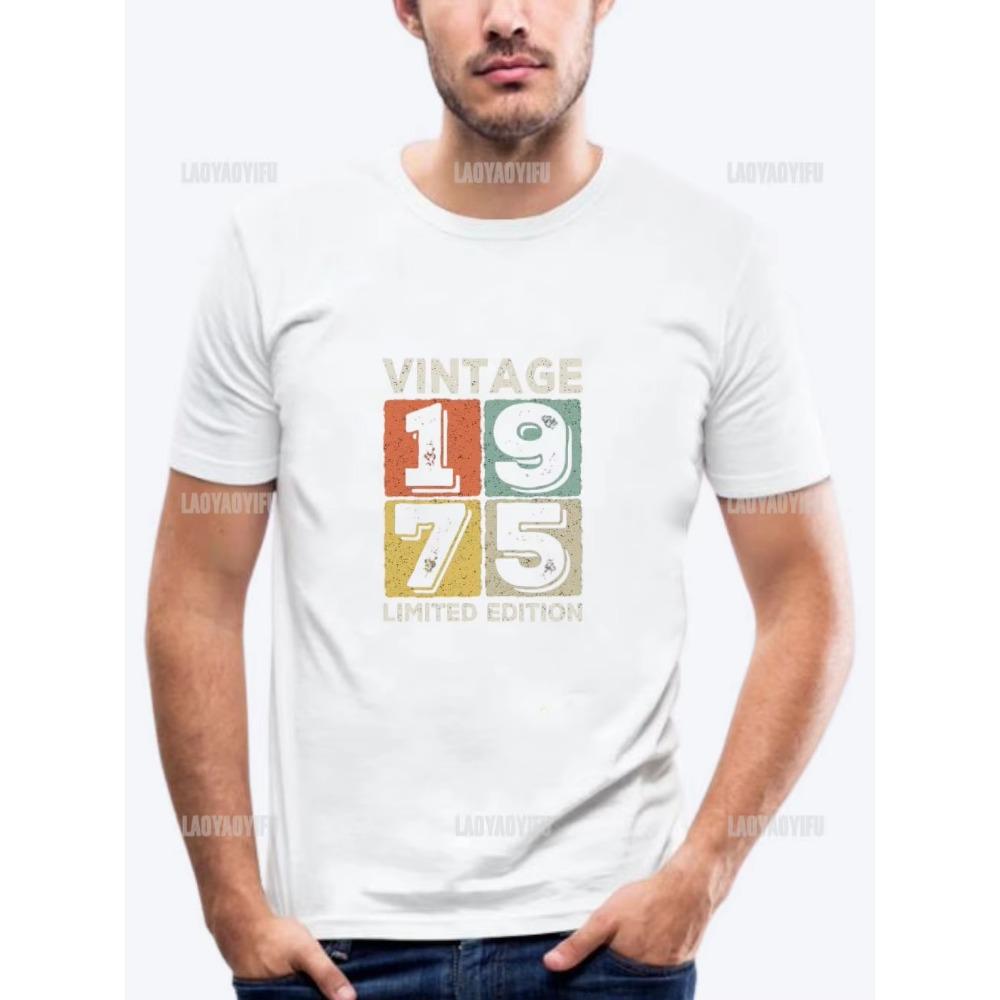 Vintage 1975 Limited Edition Men T Shirts Retro Classic Art Print Tees Short Sleeve O Neck Harajuku Streetwear Birthday Gifts