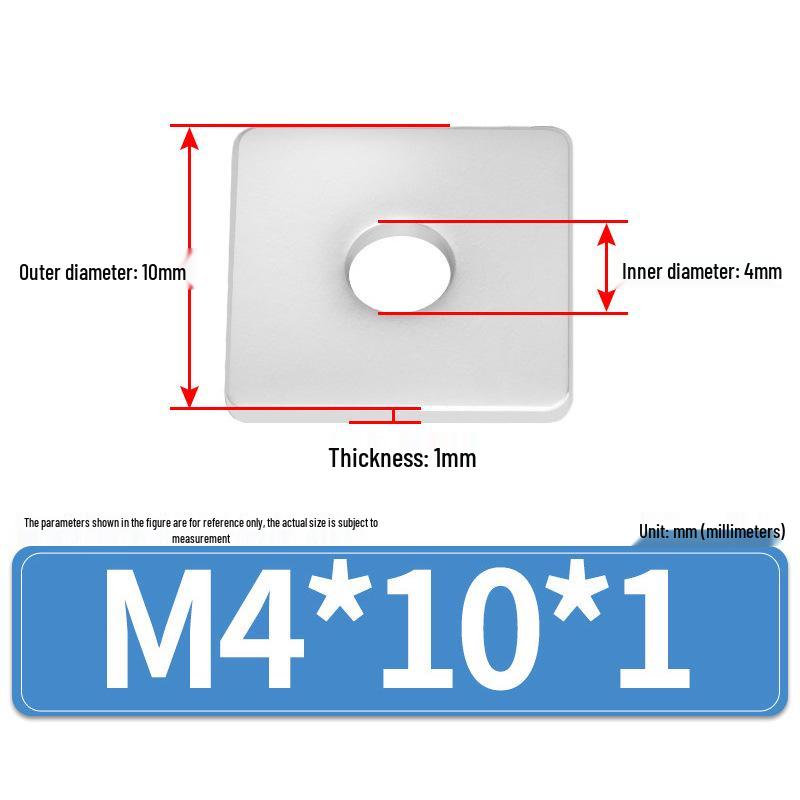 304 Stainless Steel Thickened Square Flat Washers M4-M24