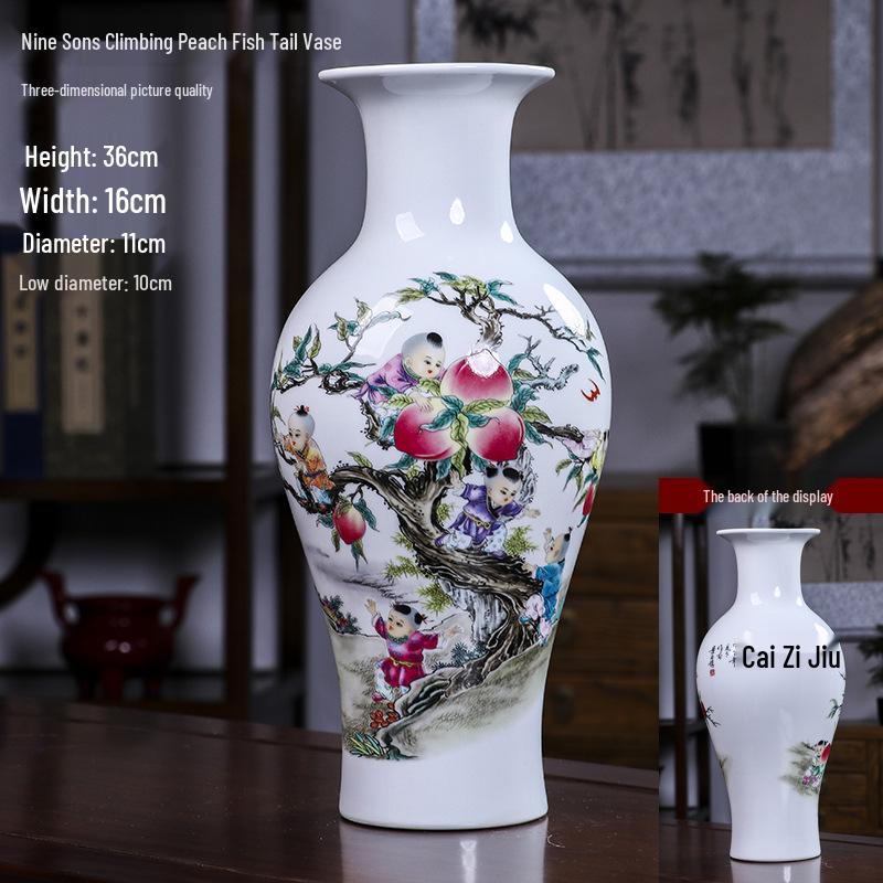 Modern Minimalist Ceramic Vase for Dried Flowers - Porcelain Ornament for Living Room Decor