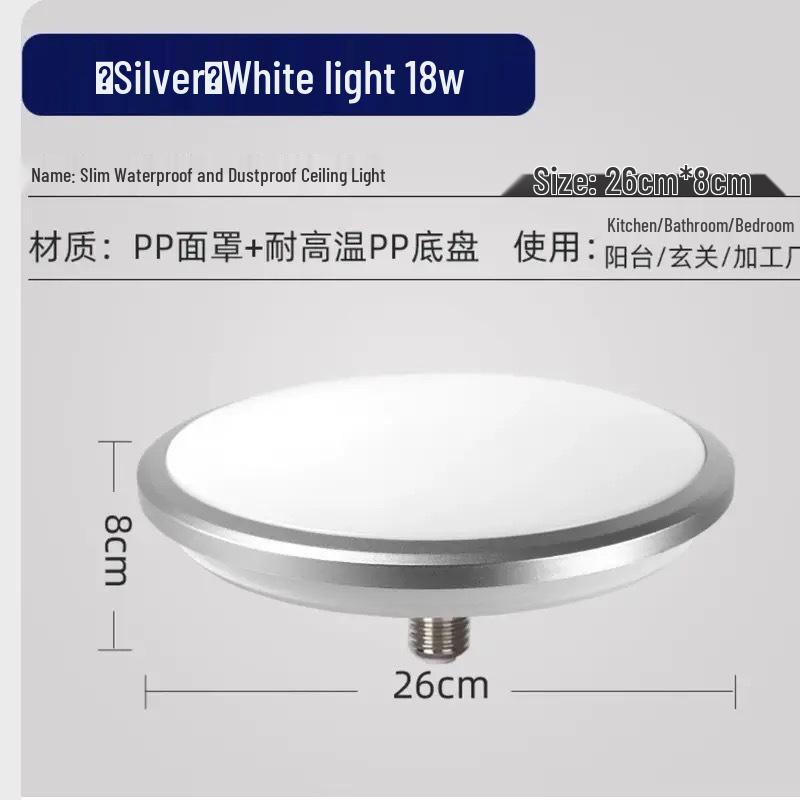 LED Energy-Saving Mosquito-Proof Ceiling Light, E27 Screw-in for Bathroom, Balcony, Bedroom, Kitchen, and Toilet. Eye-Protection Included.