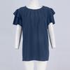Women's Formal Casual Summer Pleated Short Sleeve Round Neck Top
