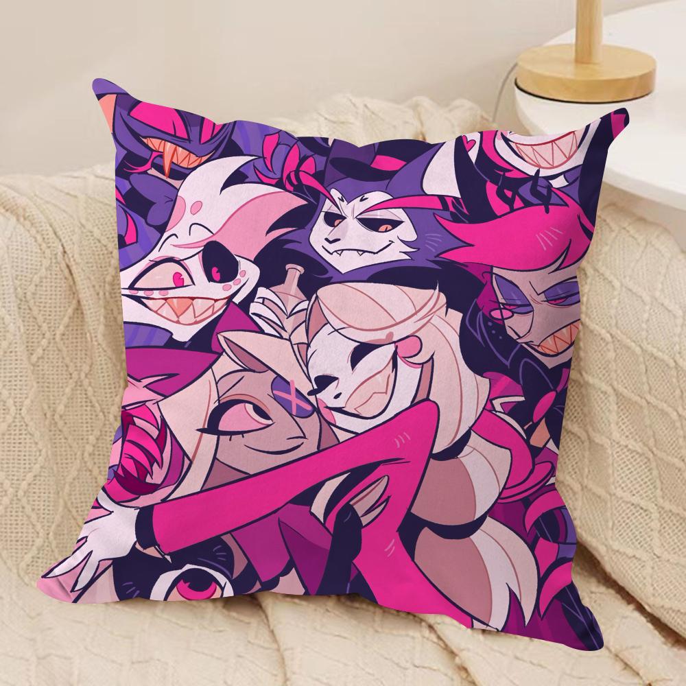 Cartoon Hhazbin Hhotel Cushion Cover Soft Plush Fabric DoubleSided Printed Cushion Covers for All Seasons Home Decor