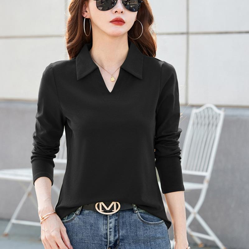 Lapel Long-sleeved Bottoming Shirt Women's Spring and Autumn New Fashion Casual Loose Outer Wear Olo Shirt Top Tide