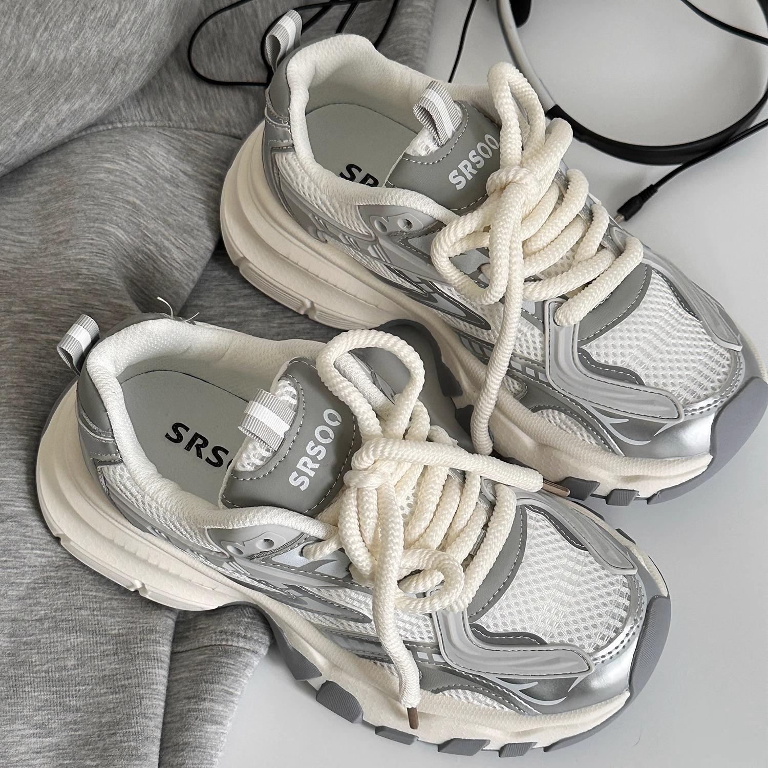 Ultra-Comfortable Women s Summer 2025 Genuine Leather Mesh Dad Shoes with Thick Soles - Lightweight, Breathable & Versatile. 36