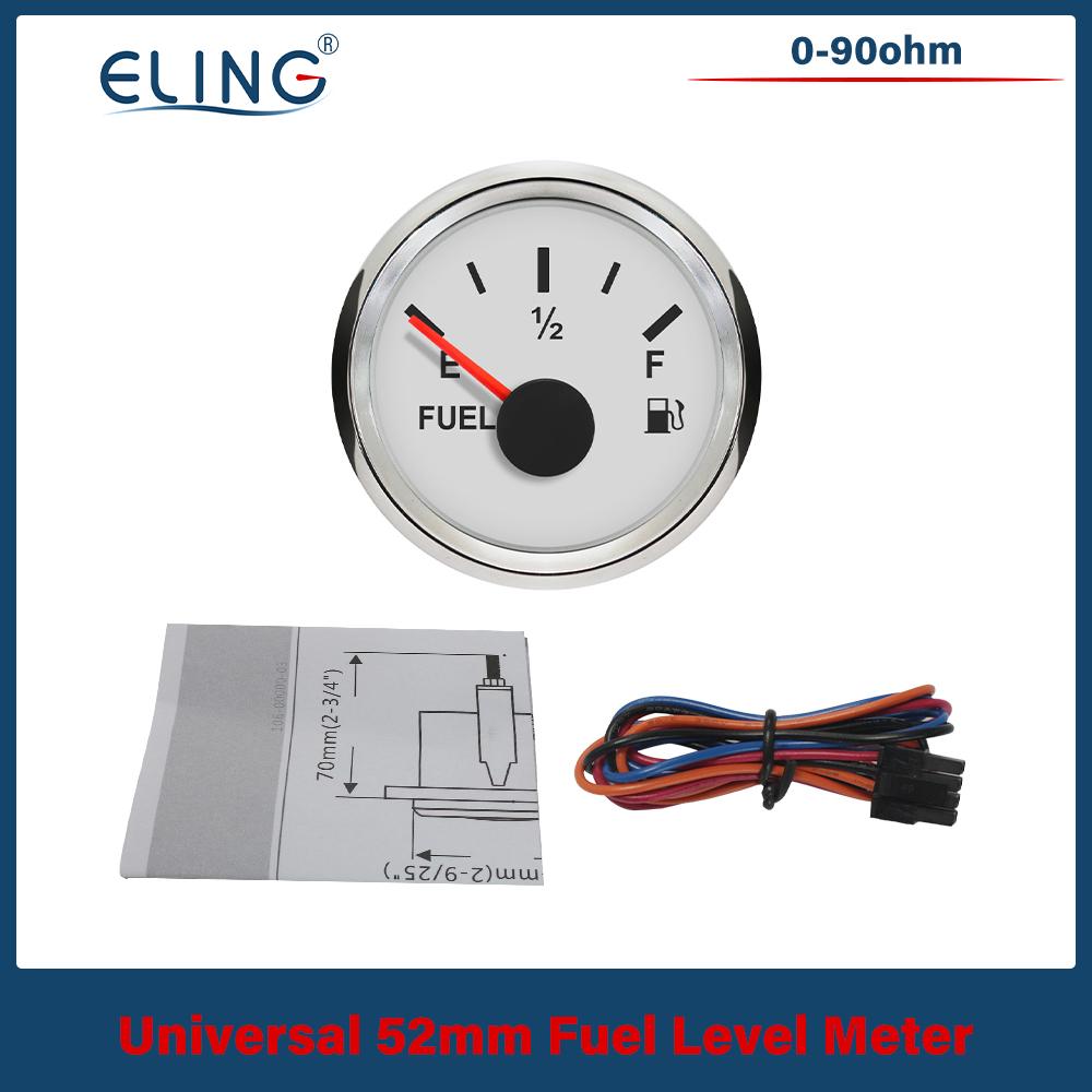 

ELING 52mm Fuel Level Gauge Meter 0-90ohm Waterproof and Dustproof with Red Backlight for Car Truck Boat Ship 12V 24V 0-90ohm WS