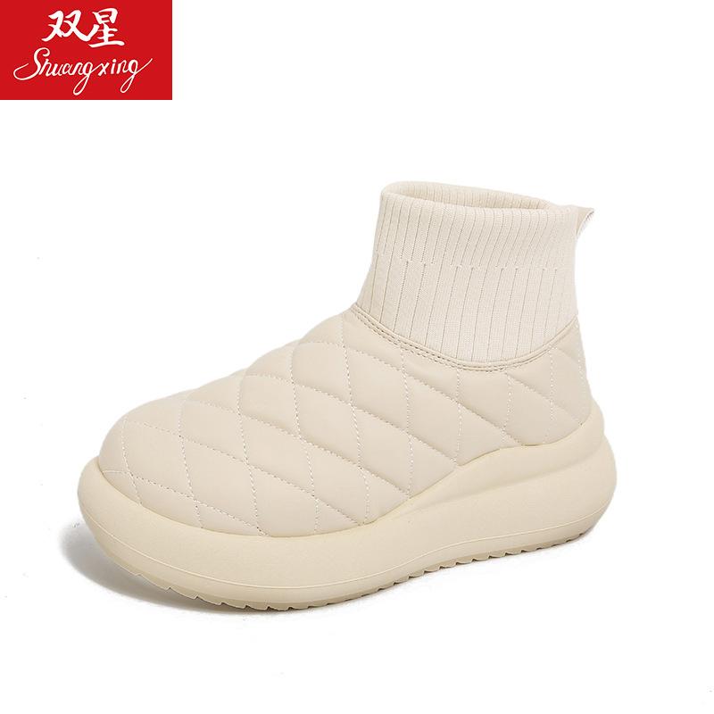 Women's Large Size Soft Sole Winter Warm Fur One Anti-slip Snow Boots Padded Lined Ankle Boots Windproof Outdoor Sports Cotton Boots