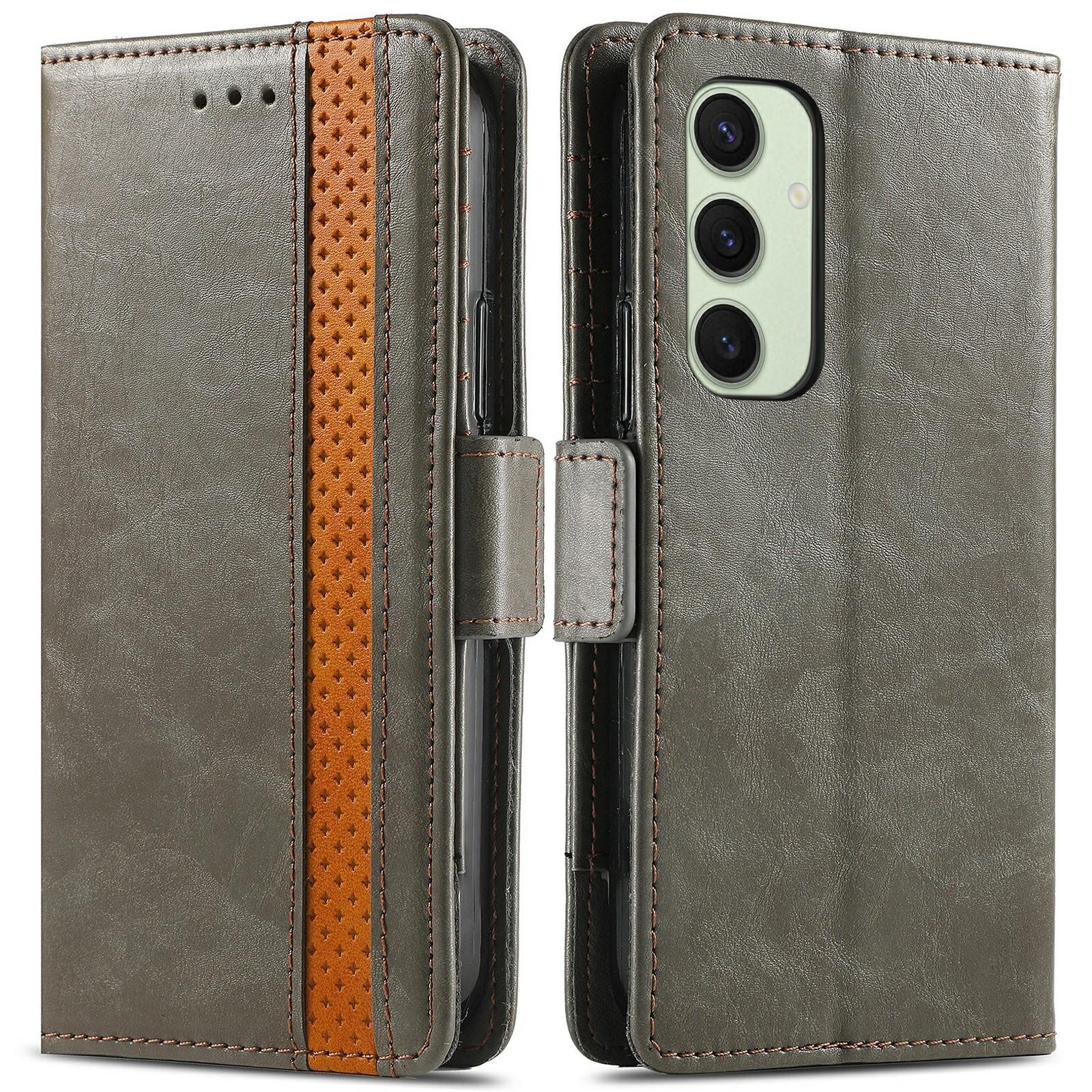 

For Samsung Galaxy S24 FE Phone Cases CASENEO PU Leather Cover Stand with RFID Blocking Wallet Grey