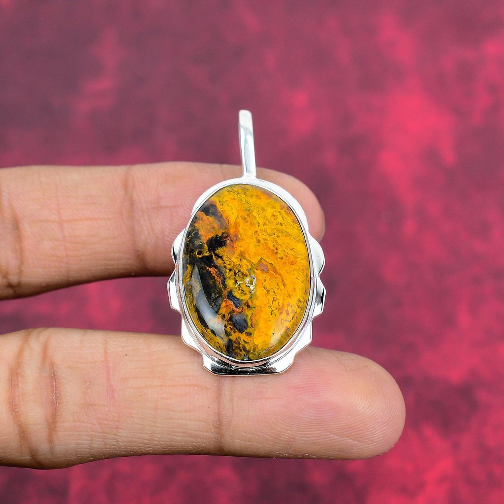 Μενταγιόν Bumblebee Jasper, κοσμήματα από ασήμι 925, χειροποίητο μενταγιόν, για την Ημέρα της Μητέρας