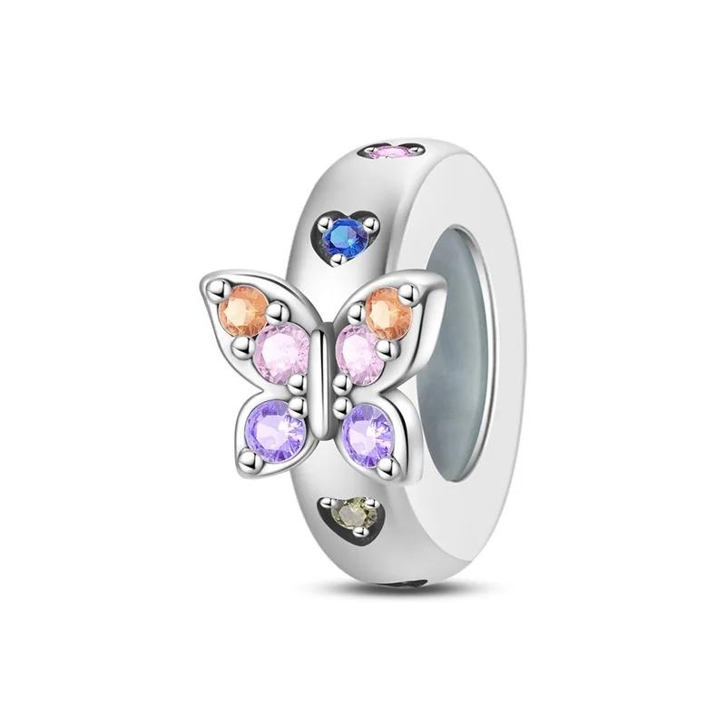 925 Silver Cherry Blossoms Charms Beads for Women Romantic Bracelets Necklace Jewelry Gift