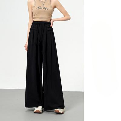 Textured Ice Silk Wide-leg Pants for Women In Spring and Summer New Lazy Yamamoto Pants High-waisted Slim Casual Pants Skirt