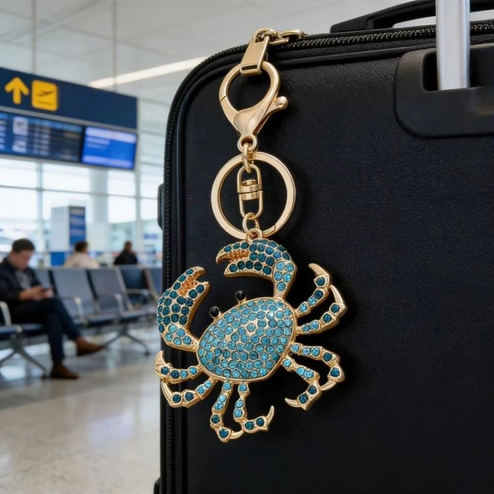 Crab-shaped Crab Keychain Sparkling Rhinestones Crystal Crab Key Ring Cute Crab Charm Key Ring Bag