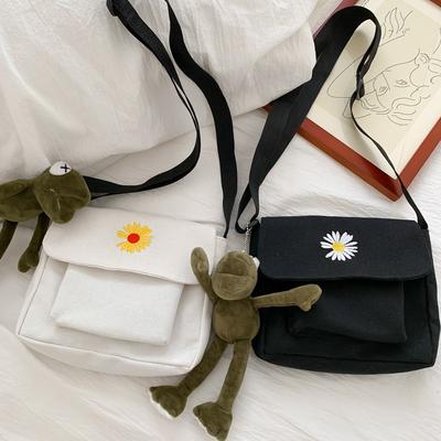 Canvas Bag Woman 2026 New Model Ins Trend Hotshot Little Daisy Crossbody Bag Trendy Korean-style All-purpose Shoulder Bag Girls