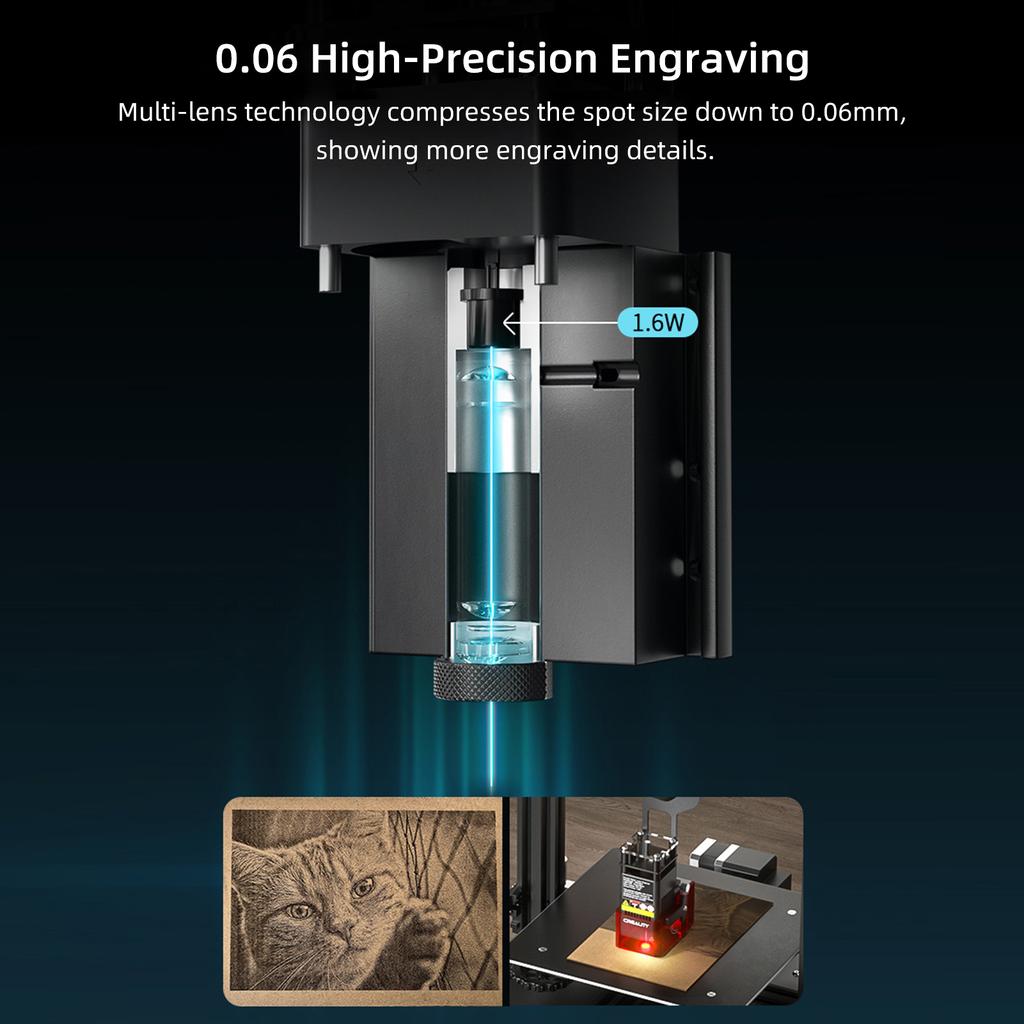 Creality 1.6W Laser Module 0.06x0.06mm Laser Spot Compatible with CR-10 Mini/Ender-2 Pro/Ender-3