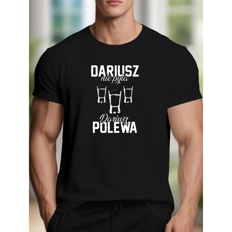 European sizes Men S Short-Sleeve T-Shirt with a Fun Polish Design for Summer Wear S